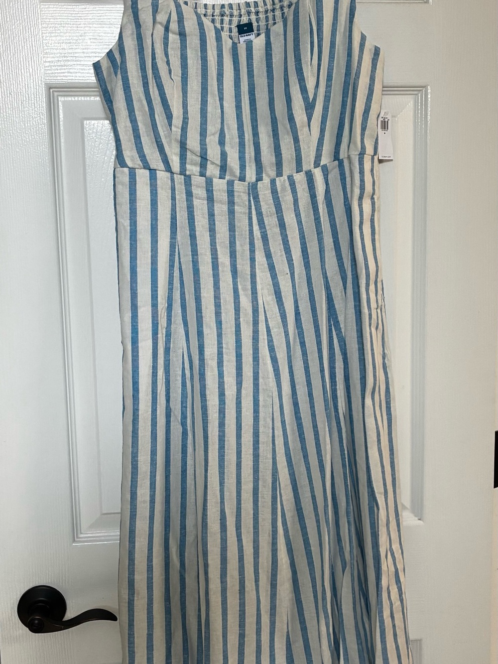 Old Navy Blue and White Striped Midi Dress